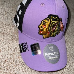 Blackhawks hockey fights cancer purple hat